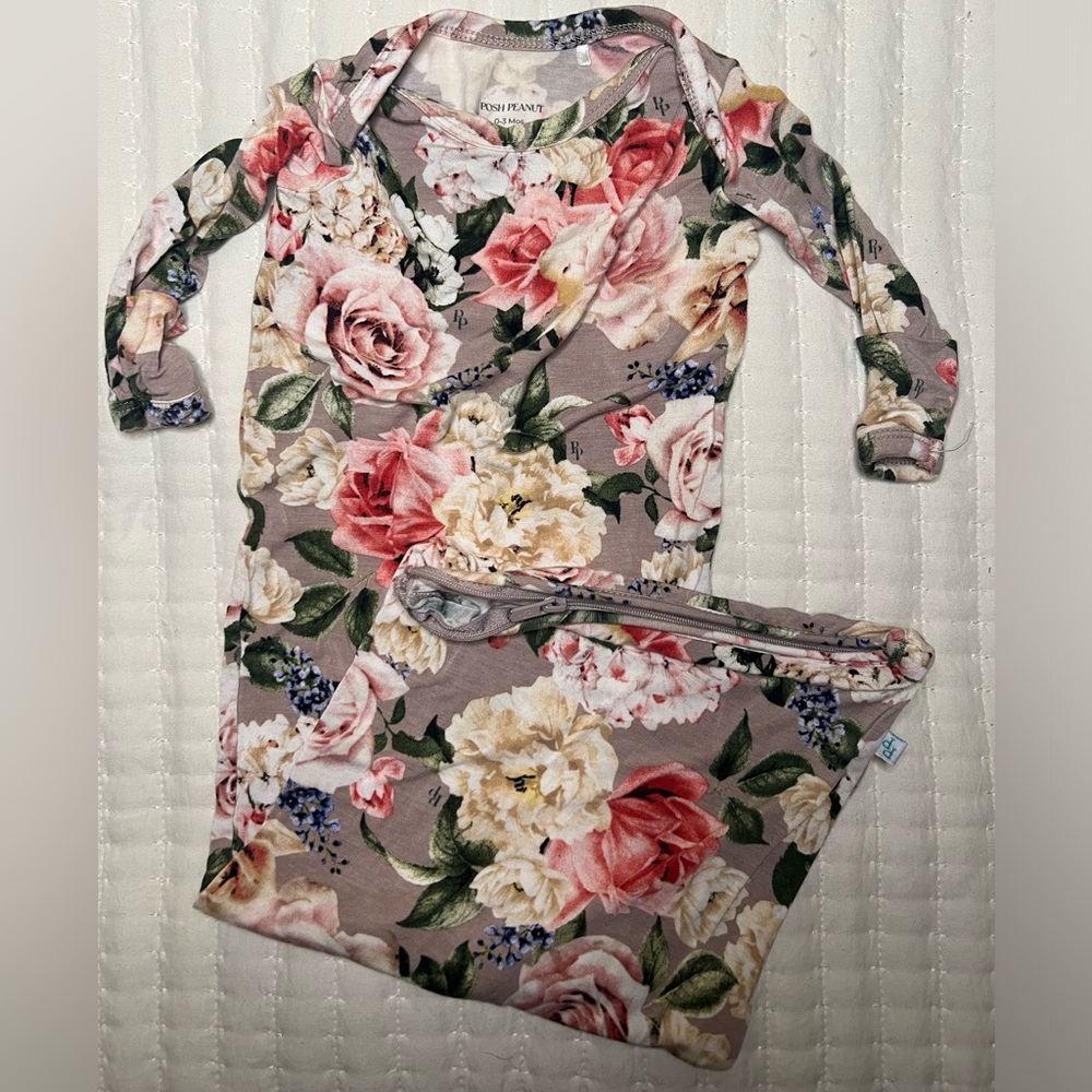 Posh Peanut floral bamboo zipper gown